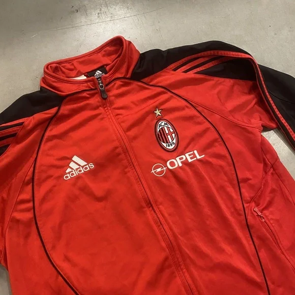 Vintage AC Milan Adidas Full Zip Training Jacket Soccer OPEL Embroidered Small